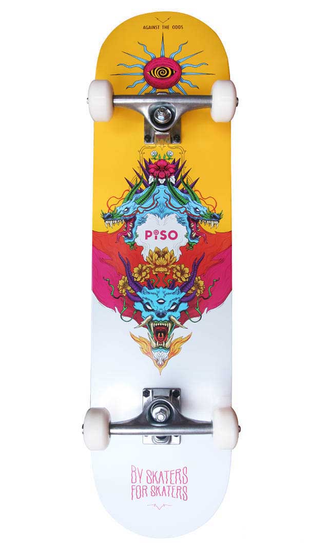 fiery dragons piso skateboard